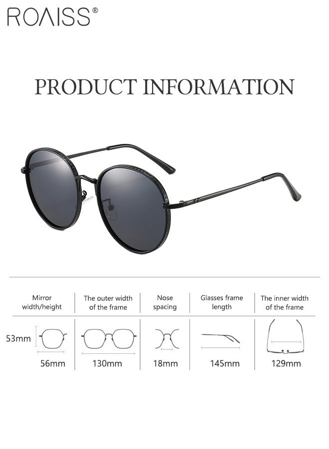 roaiss Men's Round Polarized Sunglasses UV400 Protection Sun Glasses with Ultralight Metal Frame Fashion Anti-Glare Sun Shades for Men Driving Fishing Traveling Black  - Image 4