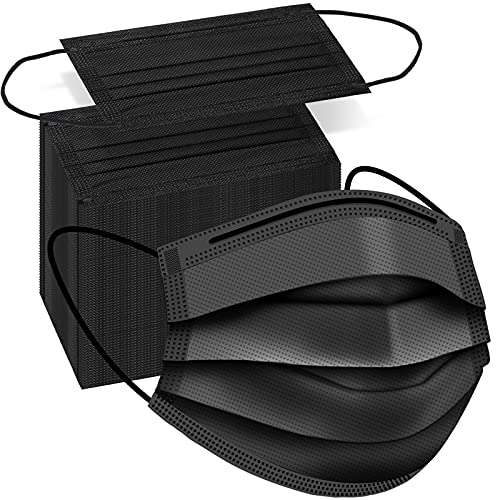 ZTANPS 100 PCS Disposable Face Masks Black Disposable Masks 3 Ply Protection Face Masks