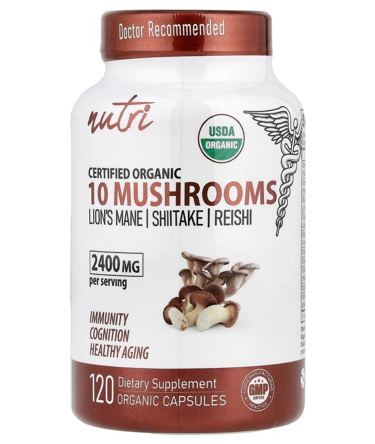 Organic 10 Mushrooms 120 Organic Capsules