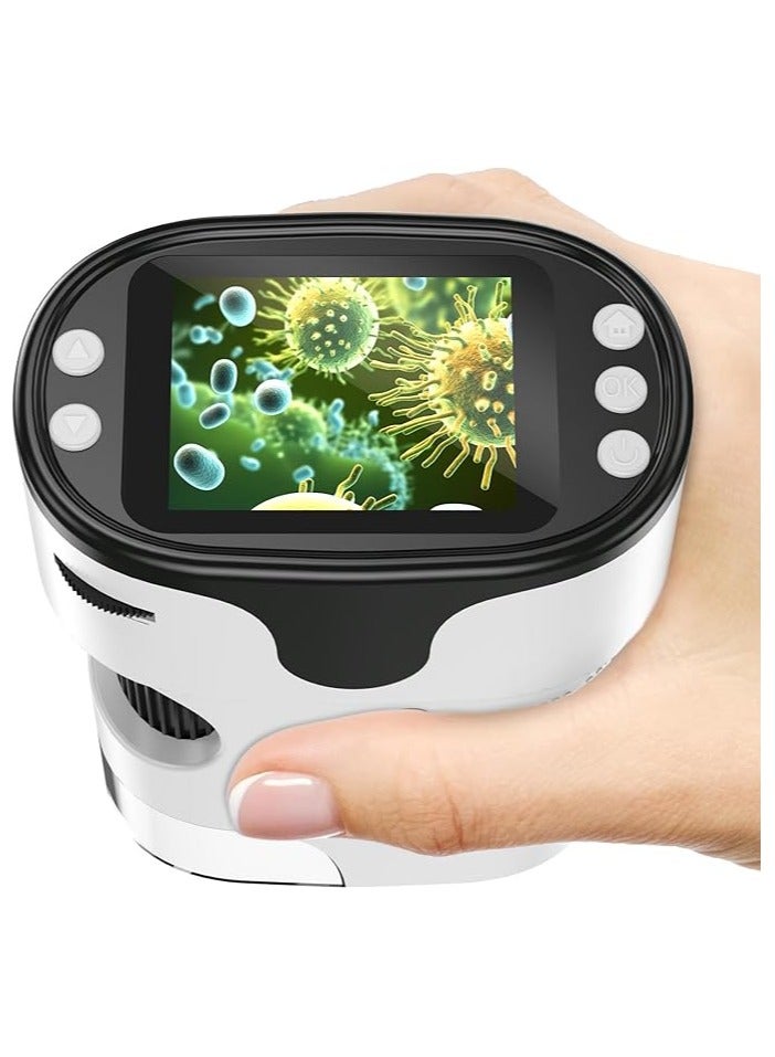 أنكوفو 1000X المجهر المحمول للأطفال 4K 2.0 "شاشة قابلة لإعادة الشحن ميني جيب المجهر الرقمي w / شرائح مجموعة الهدية المحمولة Edu عمر 4-6 8-12 الأطفال الطلاب (أبيض) - Image 1