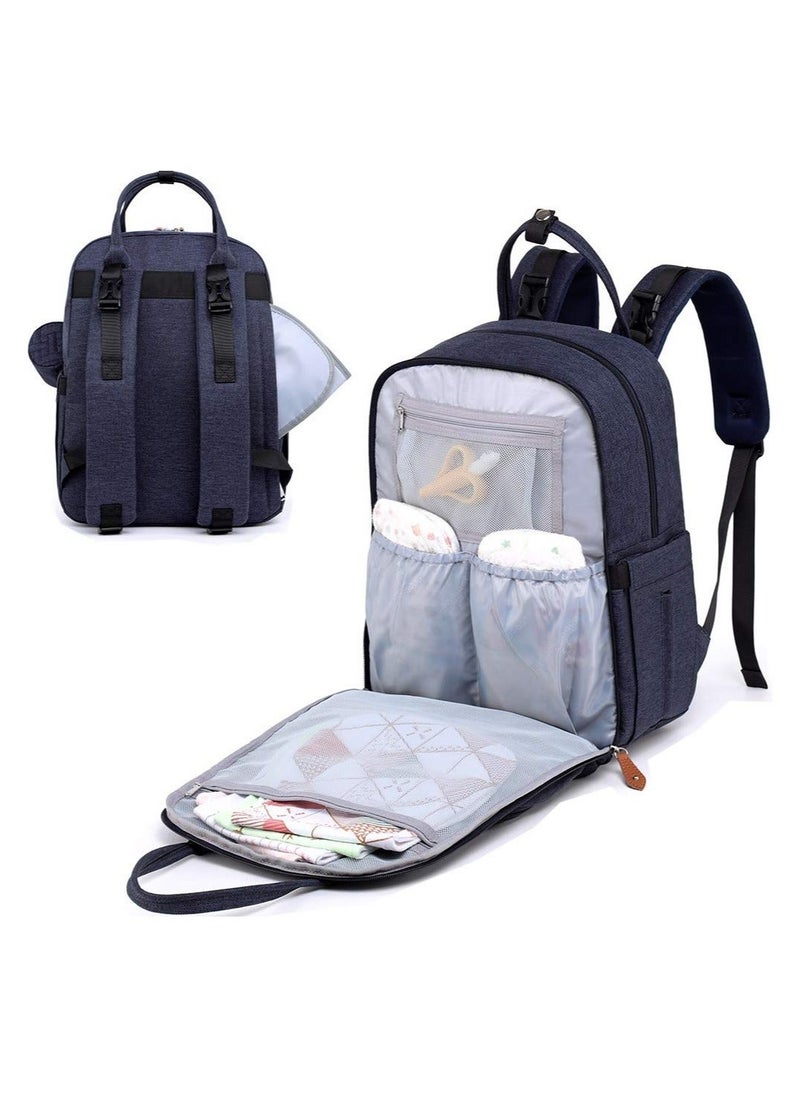 NIBEMINENT - BabbleRoo Diaper Bag Backpack - Baby Essentials Travel Tote Multi function Waterproof with Changing Pad, Stroller Straps & Pacifier Case Unisex, Navy Blue - Image 1