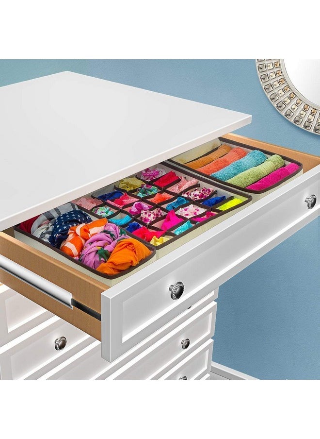 Styleys Set Of 4(Beige)Foldable Non-Woven Drawer Dividers,Clothing Storage Boxes,Innerwear Storage Box,Closet Organizers,Under Bed Organizer,S1014  - Image 2