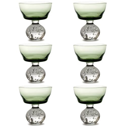 Serax Champagne Glass Eternal Snow by Bela Silva 6 Coupe Glasses Green Drinking Flutes Set Unique Luxury Copas for Dinner at Home with Wine Party Wedding Glassware Kitchen Sets - Image 1