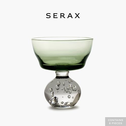 Serax Champagne Glass Eternal Snow by Bela Silva 6 Coupe Glasses Green Drinking Flutes Set Unique Luxury Copas for Dinner at Home with Wine Party Wedding Glassware Kitchen Sets - Image 3