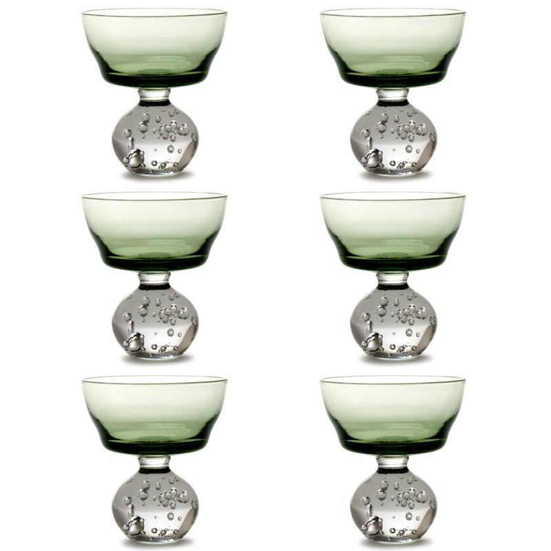 Serax Champagne Glass Eternal Snow by Bela Silva 6 Coupe Glasses Green Drinking Flutes Set Unique Luxury Copas for Dinner at Home with Wine Party Wedding Glassware Kitchen Sets - Image 2