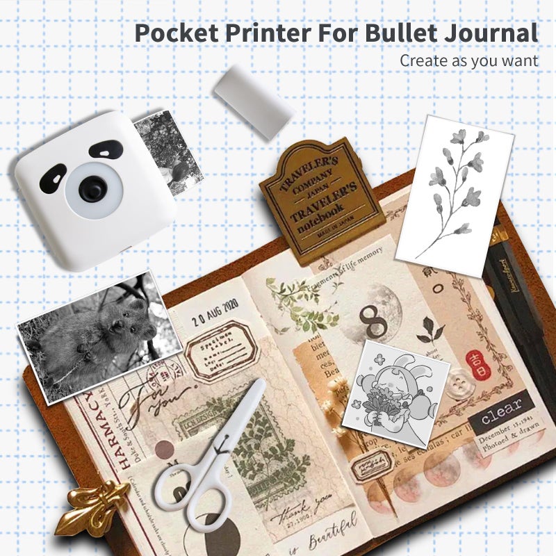 LFPERT Sticker Printer, TP6S Print Pods Mini Printer, Portable Bluetooth Sticker Maker Machine, Inkless Thermal Pocket Printers for Photos, Study Graphics, Notes, Journal, DIY & Gift Blessings -White - Image 3