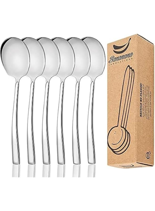 طقم ملاعق تقديم من الفولاذ المقاوم للصدأ مكون من 6 قطع للحفلات، آمنة في غسالة الصحون، أدوات تقديم كبيرة بطول 9.14 بوصة - Image 1