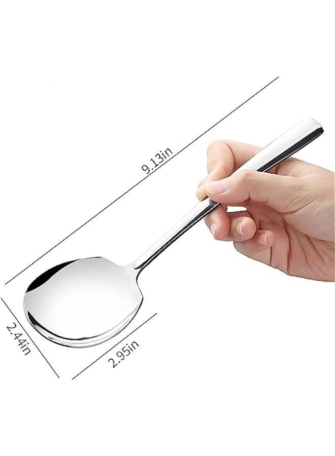 طقم ملاعق تقديم من الفولاذ المقاوم للصدأ مكون من 6 قطع للحفلات، آمنة في غسالة الصحون، أدوات تقديم كبيرة بطول 9.14 بوصة - Image 2