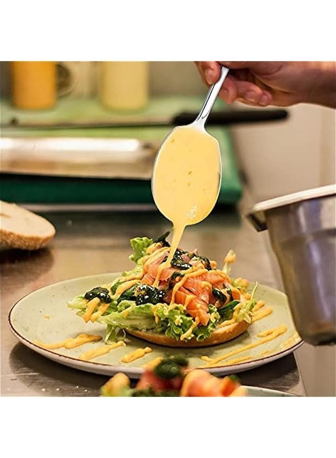 طقم ملاعق تقديم من الفولاذ المقاوم للصدأ مكون من 6 قطع للحفلات، آمنة في غسالة الصحون، أدوات تقديم كبيرة بطول 9.14 بوصة - Image 5