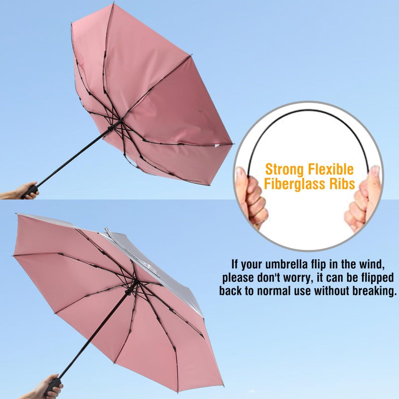 G4Free UPF 50+ UV Protection Large Travel Umbrella 42/46 Inch Auto Open Close Windproof Sun Blocking Umbrella - Image 5