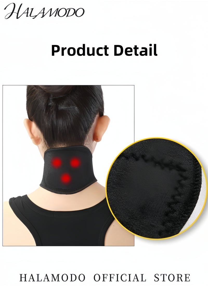 HALAMODO Magnetic Thermal Self-heating Neck Pad Neck Support Brace Strap Warm Neck Guard Protector Adjustable Tourmaline Neck Wrap for Pain Relief & Bone Relaxer  - Image 2
