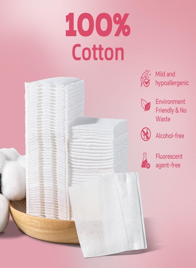 ICOTLE Square Cotton Pads 475 Pcs Makeup Remover Pads Cotton Squares for Face 75 Thick and 400 Ultra-Thin for Daily Skin Care, Pair with Makeup Remover - Image 2