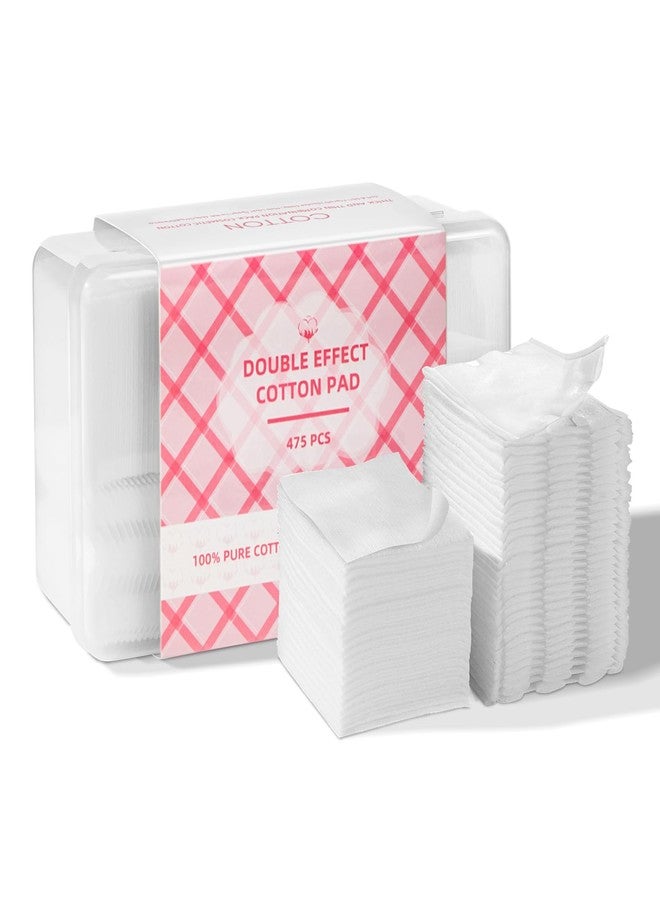 ICOTLE Square Cotton Pads 475 Pcs Makeup Remover Pads Cotton Squares for Face 75 Thick and 400 Ultra-Thin for Daily Skin Care, Pair with Makeup Remover - Image 1
