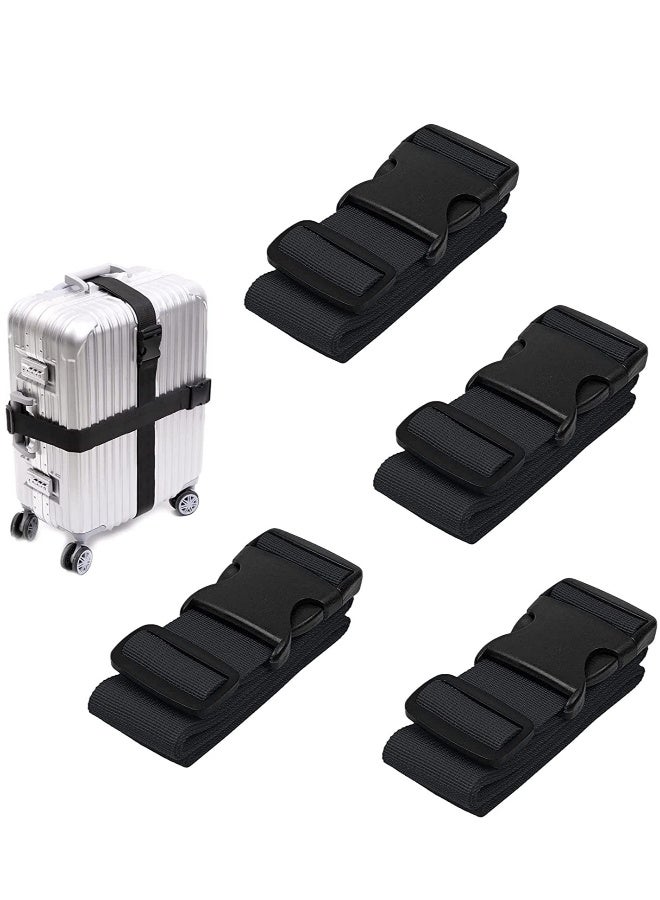 Luggage Straps Suitcase Belts Wide Adjustable Packing Straps Travel Accessories, Suitcase Belts, Packing Straps Travel Belts Accessories for Business Traveling Packing, 4 PCS 74 x 2 Inch BLack - Image 1