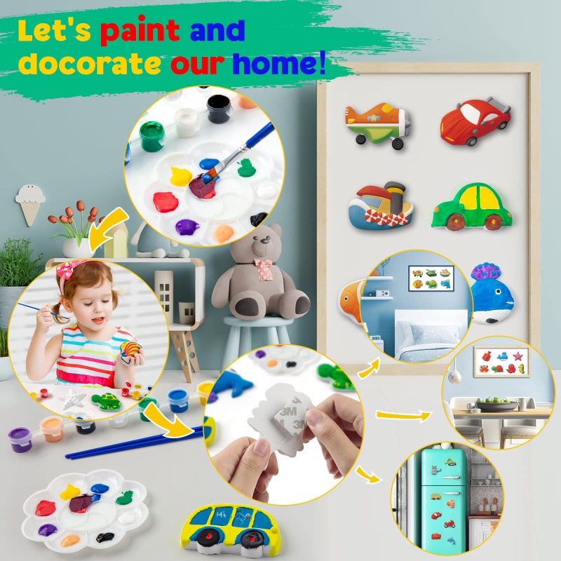 Tigerhu Arts and Crafts for Kids,27 Painting Figurines, 2 x 8 Colors of Paint, 4 Pens Paint Brush, 1 Palette, 2 Magnets and 27 Stickers, Painting Kit DIY Toys Kids Gifts for Ages 4, 5, 6, 7, 8 - Image 4