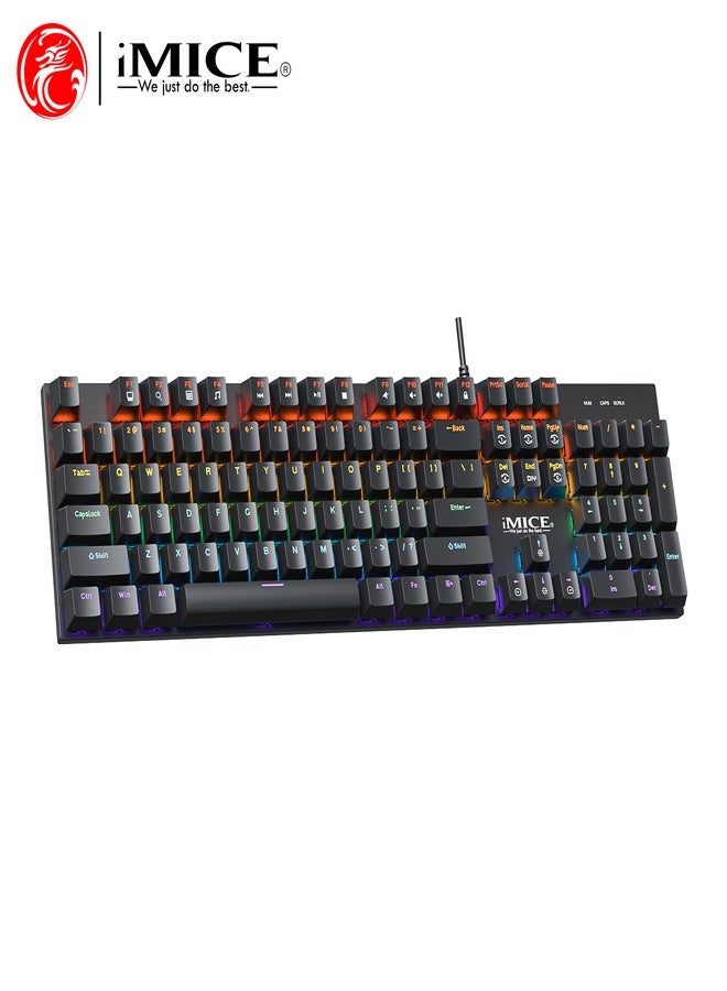 iMice Gaming Keyboard RGB Mechanical–104-Key Compact Design with 6-Color LED Backlight, 28 Custom Lighting Modes & 12 Multimedia Hotkeys for Ultimate Performance - Image 1
