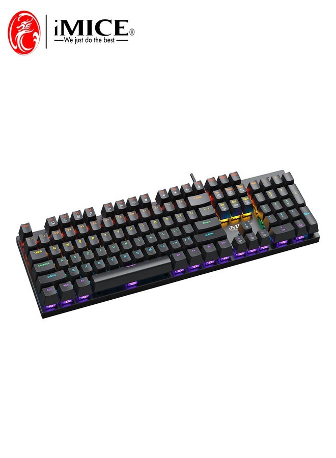iMice Gaming Keyboard RGB Mechanical–104-Key Compact Design with 6-Color LED Backlight, 28 Custom Lighting Modes & 12 Multimedia Hotkeys for Ultimate Performance - Image 2