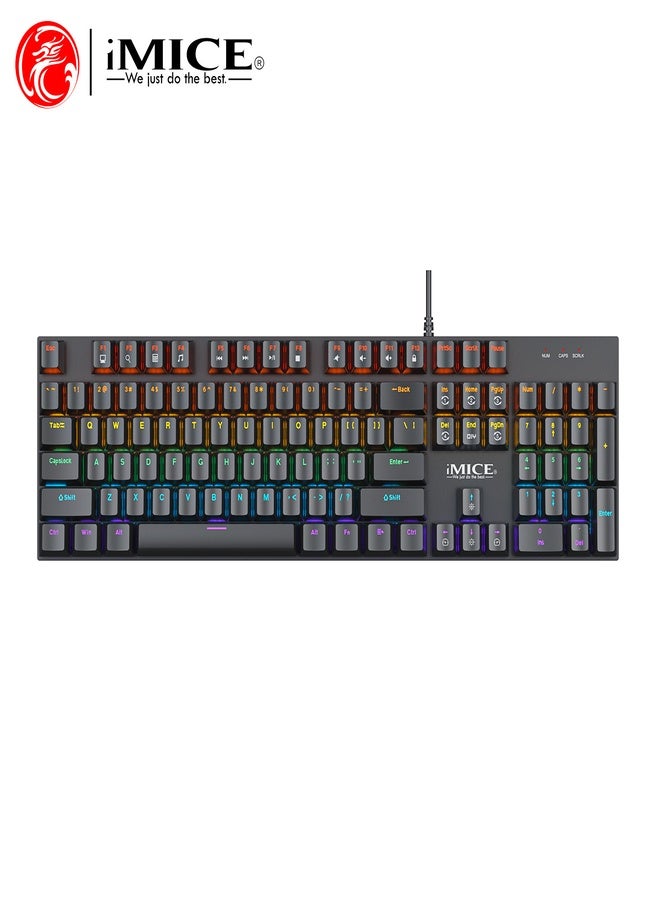 iMice Gaming Keyboard RGB Mechanical–104-Key Compact Design with 6-Color LED Backlight, 28 Custom Lighting Modes & 12 Multimedia Hotkeys for Ultimate Performance - Image 3