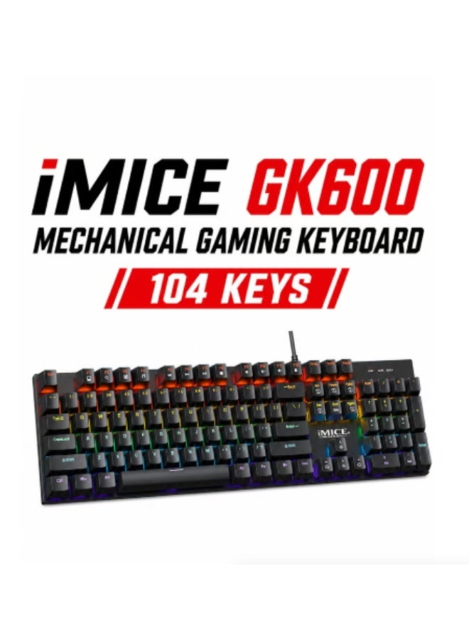 iMice Gaming Keyboard RGB Mechanical–104-Key Compact Design with 6-Color LED Backlight, 28 Custom Lighting Modes & 12 Multimedia Hotkeys for Ultimate Performance - Image 1