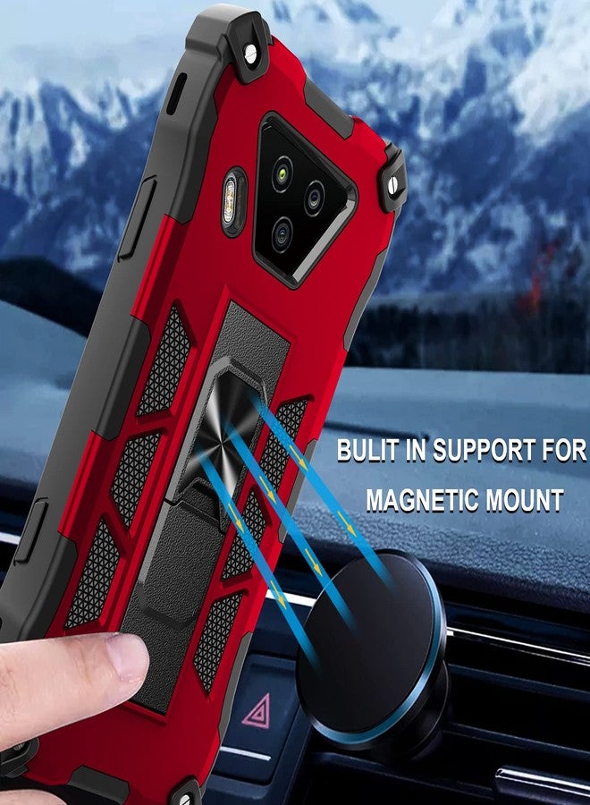 Ailiber Compatible with Kyocera DuraForce Ultra 5G, DuraForce UW E7110 Case with Screen Protector, for Magnetic Car Mount, Kickstand Holder, Armor Full Body Cover for DuraForce Ultra 5G UW-Red - Image 2