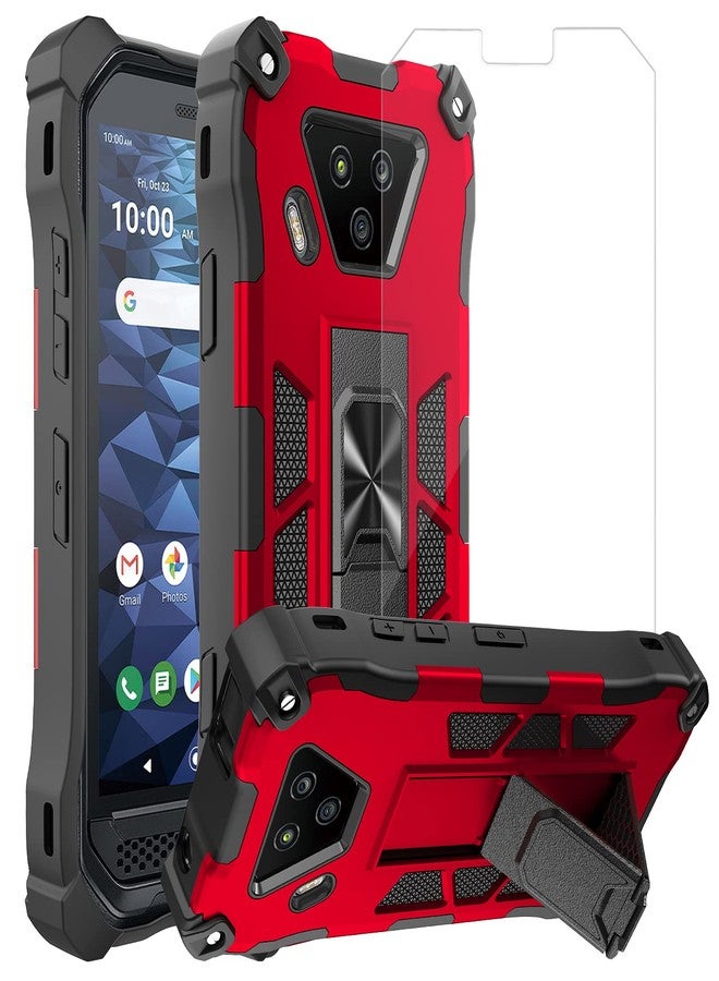 Ailiber Compatible with Kyocera DuraForce Ultra 5G, DuraForce UW E7110 Case with Screen Protector, for Magnetic Car Mount, Kickstand Holder, Armor Full Body Cover for DuraForce Ultra 5G UW-Red - Image 1