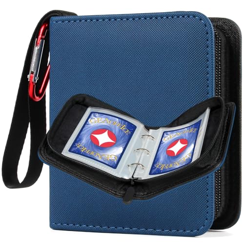 GEAoffice Mini Card Binder 1Pocket Super Lightweight Small Collectible Trading Card Albums for 80 Cards Top Loading Zipper Binder for TCG MTG SportsGame Cards Gifts for Girls Blue - Image 1