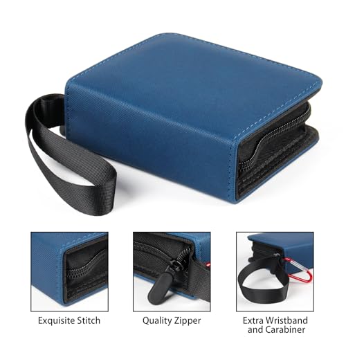 GEAoffice Mini Card Binder 1Pocket Super Lightweight Small Collectible Trading Card Albums for 80 Cards Top Loading Zipper Binder for TCG MTG SportsGame Cards Gifts for Girls Blue - Image 5