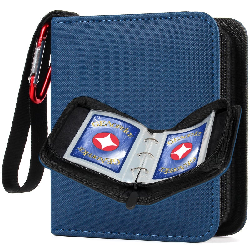 GEAoffice Mini Card Binder 1Pocket Super Lightweight Small Collectible Trading Card Albums for 80 Cards Top Loading Zipper Binder for TCG MTG SportsGame Cards Gifts for Girls Blue - Image 3