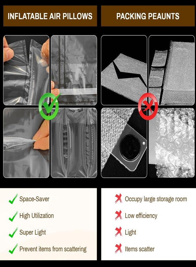 HEHIPLE Packing Air Pillows for Shipping 300 Count Inflatable Packaging Air Bags with Pump, Purse Fillers for Shape Space Saving Air Cushion Package Alternative to Packing Peanuts, 3.54'' x 7.87'' - Image 4