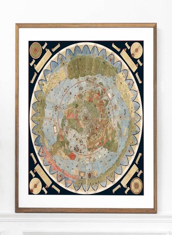 ArtCantHurtU 1587 Urbano Monte World Map - Unframed 16" x 16" Flat Earth Map of the World - Historic Globe Model Wall Poster - Cartophiles Lovers Gifts - Image 1