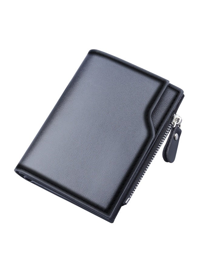 Men's Short Leather Wallet Three-fold Multi-Card Muti-Functional Purse 13 Credit Card Pockets with Coin Zipper Pocket & ID Window Coin Wallet Minimalist