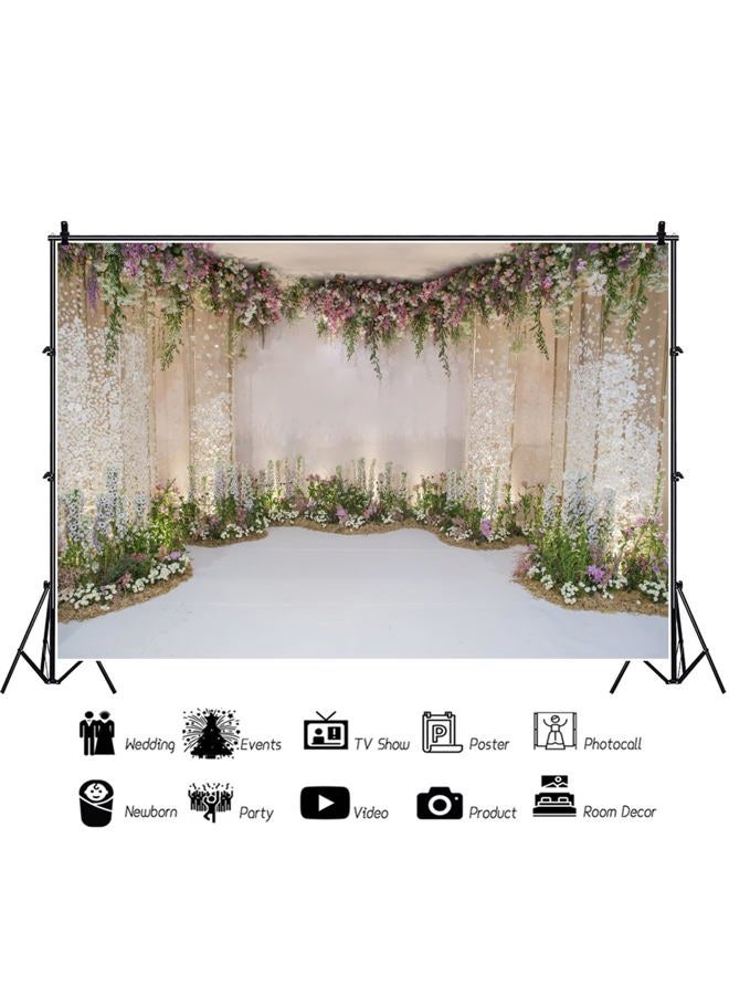 CSFOTO 10x7ft Background for Wedding Decoration Wall Valentine Vintage Photography Backdrop Romance Ceremony White Anniversary Flower Marriage Fresh Nature Photo Studio Props Vinyl Wallpaper - Image 5