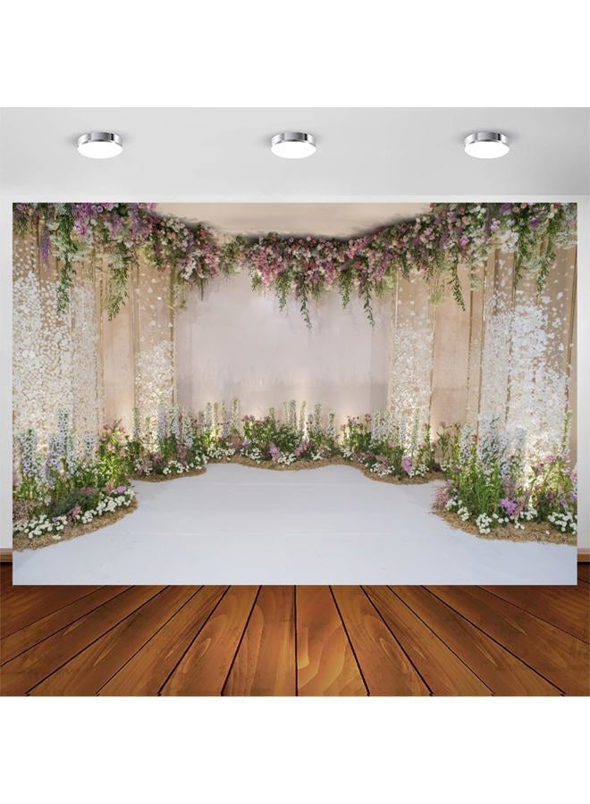 CSFOTO 10x7ft Background for Wedding Decoration Wall Valentine Vintage Photography Backdrop Romance Ceremony White Anniversary Flower Marriage Fresh Nature Photo Studio Props Vinyl Wallpaper - Image 1