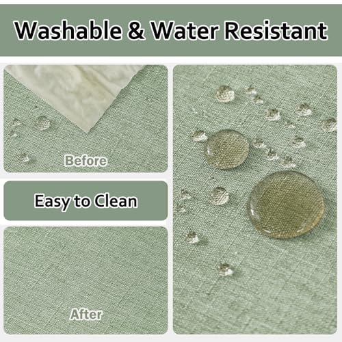 AUSSPVOCT Textured Tablecloth Round 60 Inch Waterproof Spill-Proof Wipeable Table Cloth Round Cover Wrinkle Free Circle Dining Tablecloths for Birthday Farmhouse Outdoor Party up to 44'' Dia Tables - Image 2