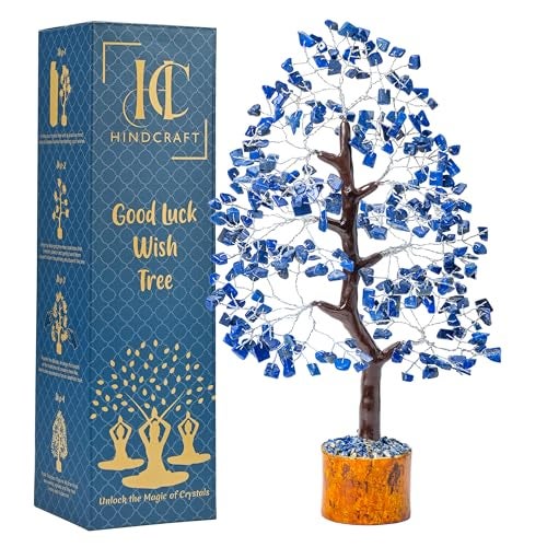 HindCraft Lapis Lazuli Crystal Tree | Feng Shui Good Luck Tree for Home & Office Decor | Artificial Tree for Living Room & Hall | Unique Gift for Men & Women – Housewarming, Anniversary & Birthday - Image 1