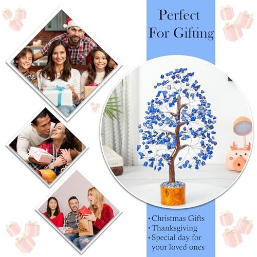 HindCraft Lapis Lazuli Crystal Tree | Feng Shui Good Luck Tree for Home & Office Decor | Artificial Tree for Living Room & Hall | Unique Gift for Men & Women – Housewarming, Anniversary & Birthday - Image 4