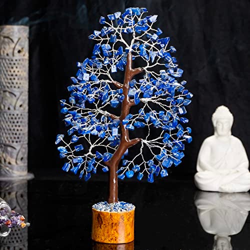 HindCraft Lapis Lazuli Crystal Tree | Feng Shui Good Luck Tree for Home & Office Decor | Artificial Tree for Living Room & Hall | Unique Gift for Men & Women – Housewarming, Anniversary & Birthday - Image 5