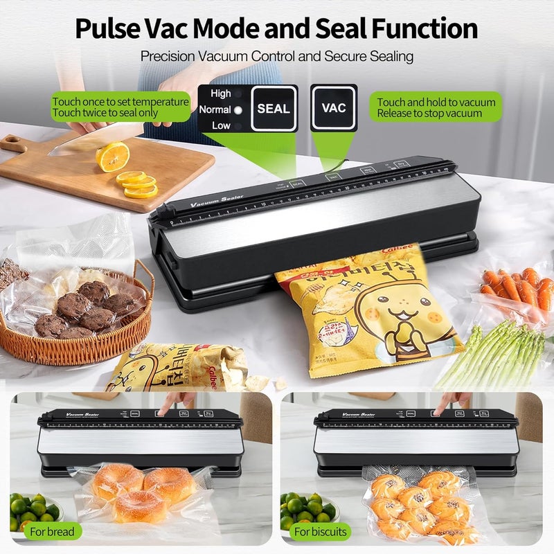 DeeprBetter Vacuum Sealer - Vacuum Sealer - Vacuum Sealer - Weld Seam, Integrated Roll Compartment, Cutter Light durable upgraded substance - Image 4