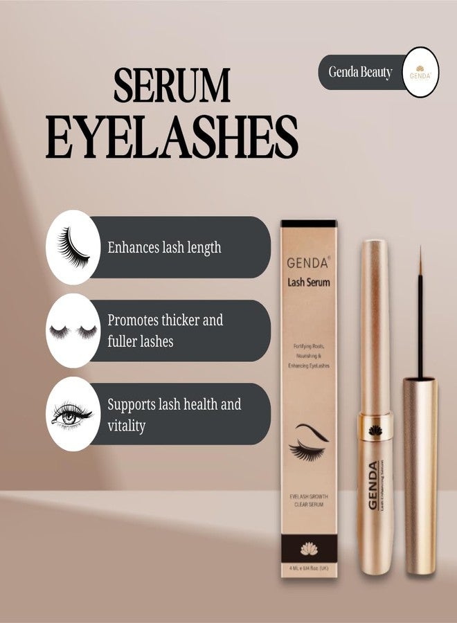 GENDA Eyelash Growth Serum for Thicker, Stronger and Longer Eye Lashes, Grow Fuller and Voluminous Looking Lash and Brows with Nourishing and Fortifying Roots For Chics, Vegan and Cruelty Free (4 ml) - Image 2