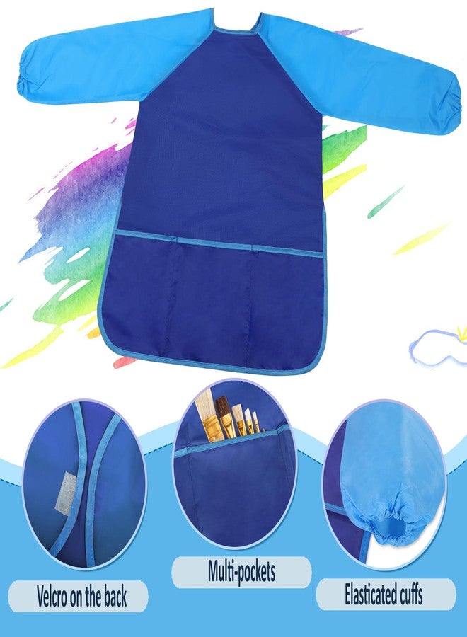 VCOSTORE 2 Pack Kids Art Smock, Toddler Painting Smock,Waterproof Long Sleeve Kids Art Apron with 3 Pockets for Children - Image 2