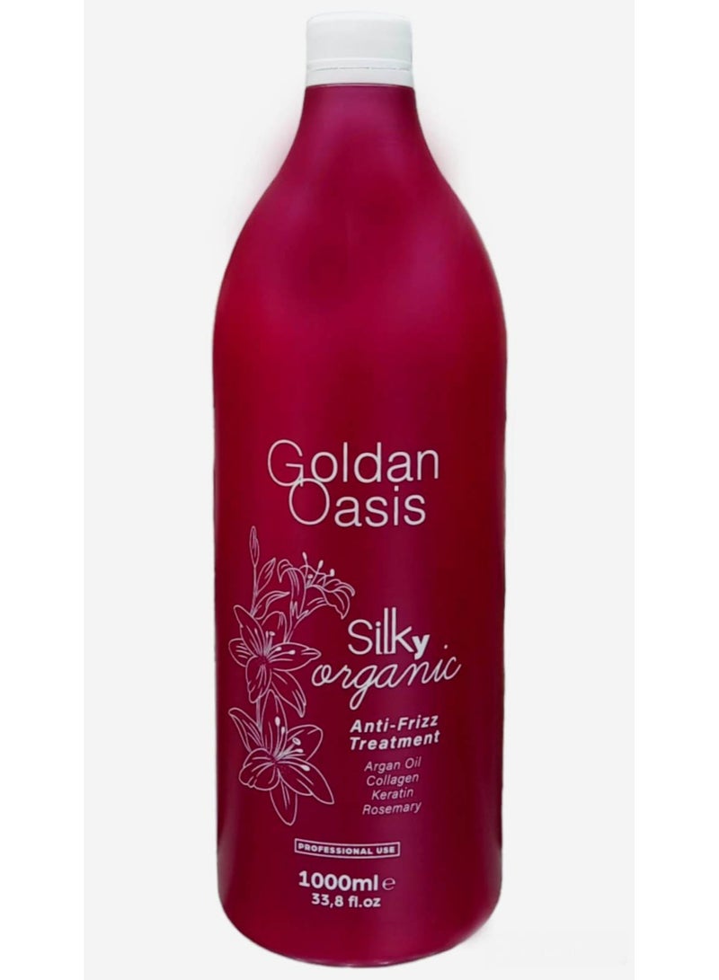 Golden Oasis Silky Organic Anti Frizz Treatment  With Argan Oil collagen Keratin Rosemary 1000 ml - Image 1