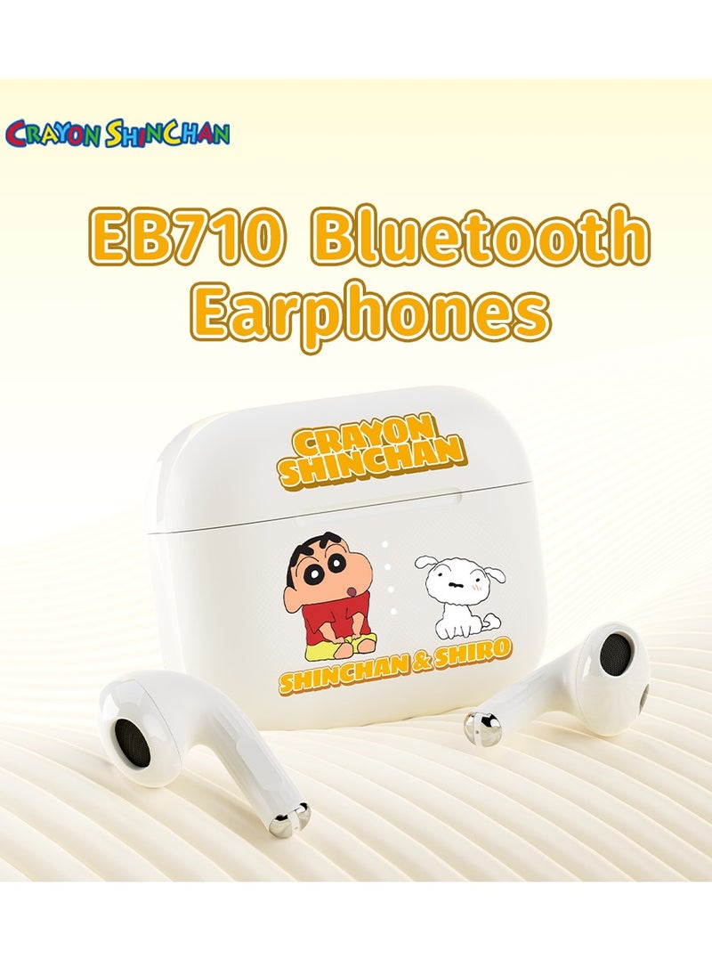 Rock Crayon ShinChan True Wireless Earbuds Hi-Fi Stereo Audio with 13mm Driver, Call Noise Cancellation, Powerful Bass, 18H Playtime, Bluetooth 5.3,  Comfort Fit Semi-In Ear Design Cartoon Cute Headphones White  - Image 2
