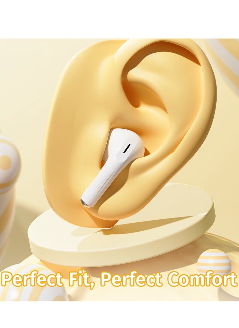 Rock Crayon ShinChan True Wireless Earbuds Hi-Fi Stereo Audio with 13mm Driver, Call Noise Cancellation, Powerful Bass, 18H Playtime, Bluetooth 5.3,  Comfort Fit Semi-In Ear Design Cartoon Cute Headphones White  - Image 4