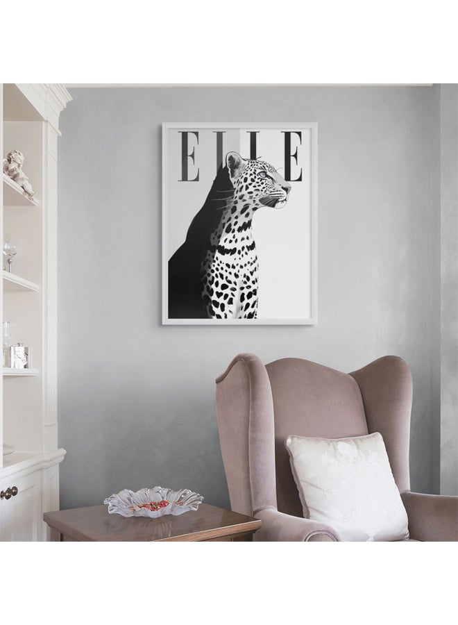 آرت دیکور  ديكور فني مؤطر صورة فنية جميلة طباعة ليوبارد إيل أزياء أسود أبيض حيوان حديث الحد الأدنى فاخر مستوحى من الموضة ديكور أنيق بوتيك الحياة البرية ملصق عصري للمنزل والهدايا - Image 3