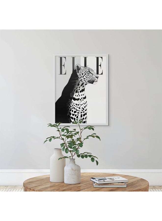 آرت دیکور  ديكور فني مؤطر صورة فنية جميلة طباعة ليوبارد إيل أزياء أسود أبيض حيوان حديث الحد الأدنى فاخر مستوحى من الموضة ديكور أنيق بوتيك الحياة البرية ملصق عصري للمنزل والهدايا - Image 2