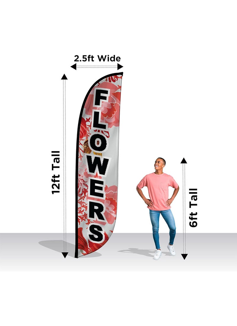 LookOurWay LookOurWay Feather Flag Banner  12 Feet Tall Advertising Flags for Outdoor Business and Events Promotion  Swooper Flag Only  Farmers Market  Flower Flags  Flowers 10M1200150  - Image 3