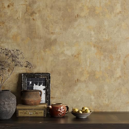 VaryPaper 157 x 315 Distressed Tan Concrete Peel and Stick Wallpaper Limewash Cement Wallpaper for Bedroom Bathroom Removable Self Adhesive Vinyl Waterproof Concrete Contact Paper for Countertops - Image 1