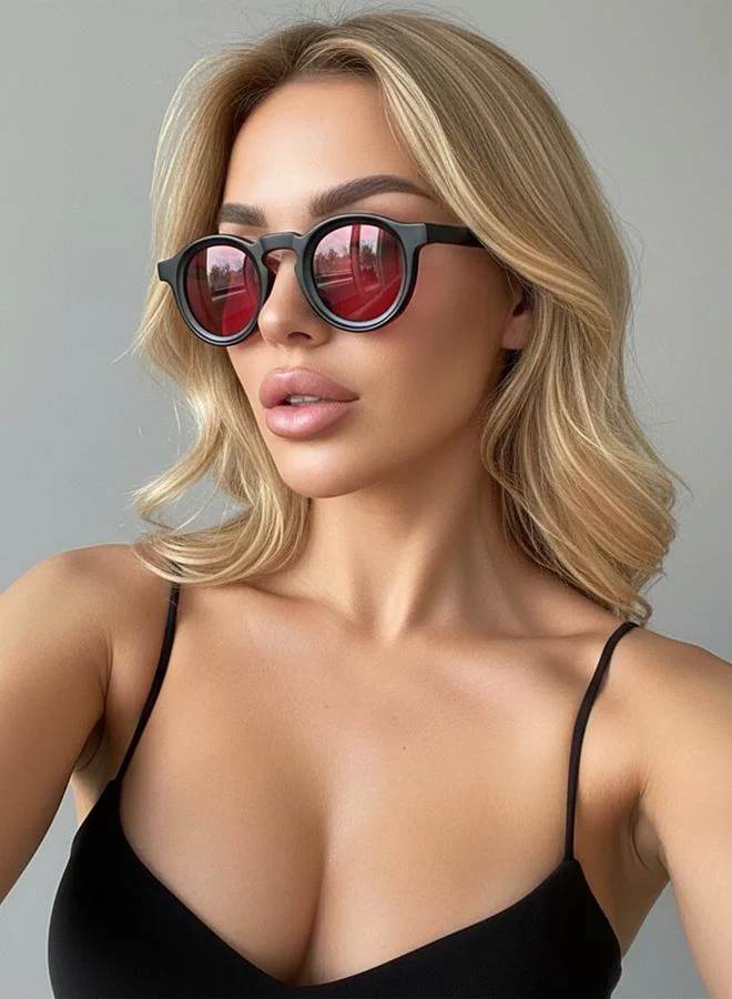تايك تو Retro Thick Round Sunglasses