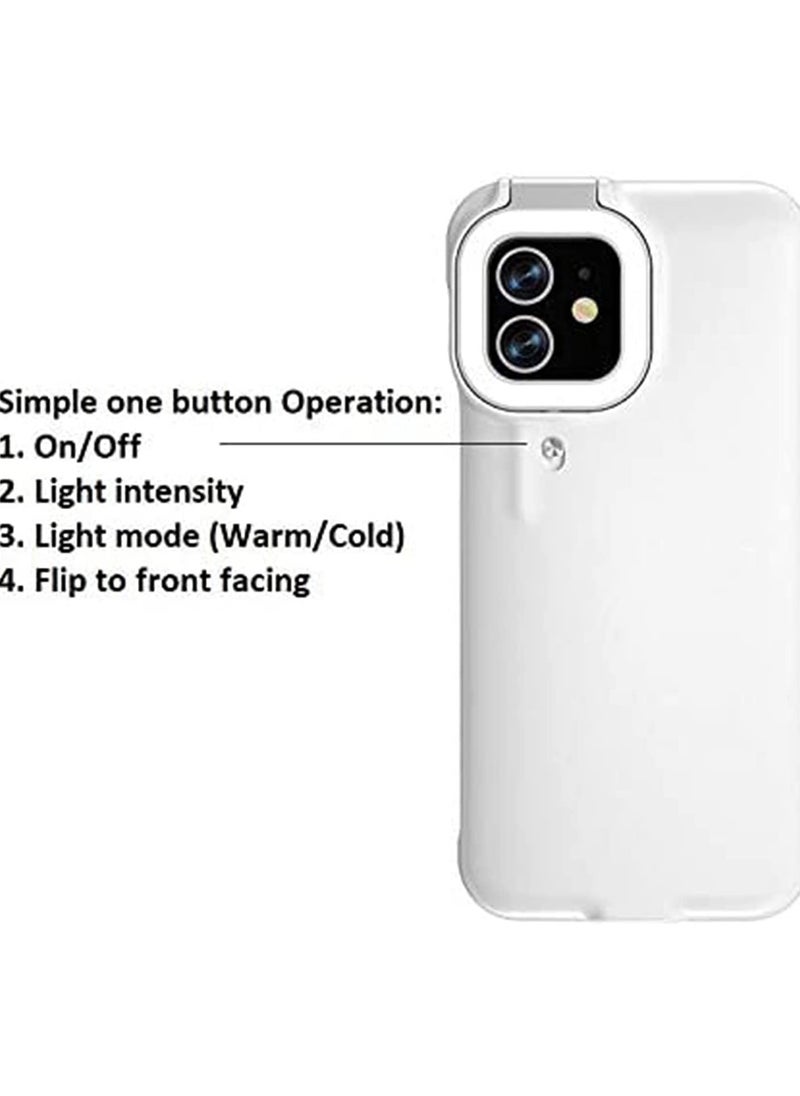 SYOSI - Compatible with iPhone12/iPhone12 Pro Case, with Built in Selfie Ring Light, Light Up Case Compatible with iPhone 12 / iPhone 12 Pro - Selfie Illuminate for Women [3 Lighting Modes] - White - Image 1