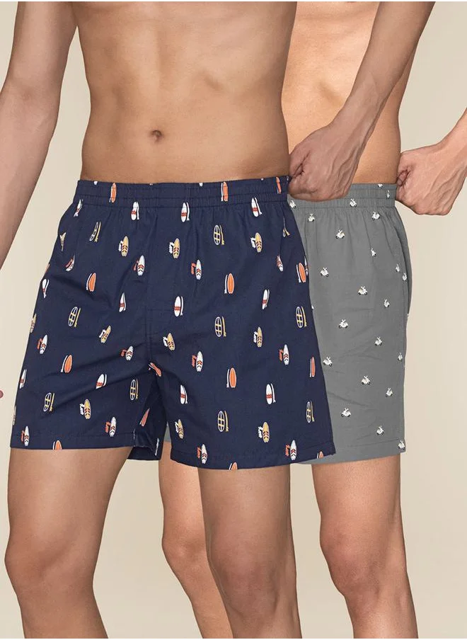 اكس واي اكس اكس Pack of 2 - Printed Cotton Boxer by Styli